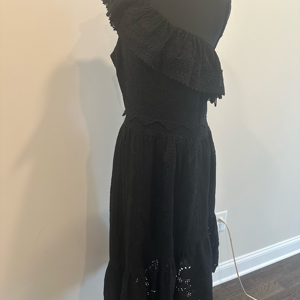 Elegant Black Eyelet Dress